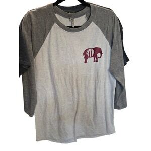 Next Level Alabama Roll Tide Roll Raglan Shirt Grey 3/4 Sleeve Elephant RTR XL